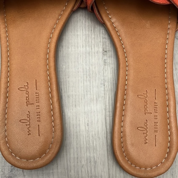 Mila Paoli Sandals Slip On Suede Braided Straps Orange Size 9 - Picture 4 of 5